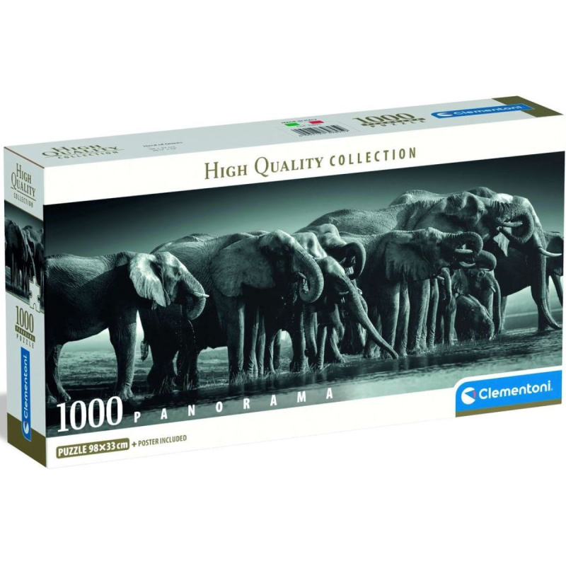 Panoramatické puzzle stádo slonů 1000 dílků