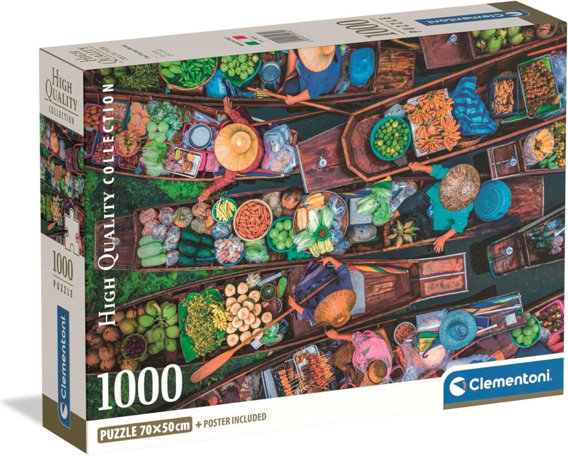 Clementoni - Puzzle 1000 Thajský plovoucí trh
