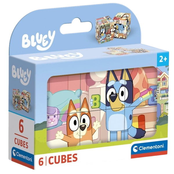 CLEMENTONI Obrázkové kostky Bluey, 6 kostek