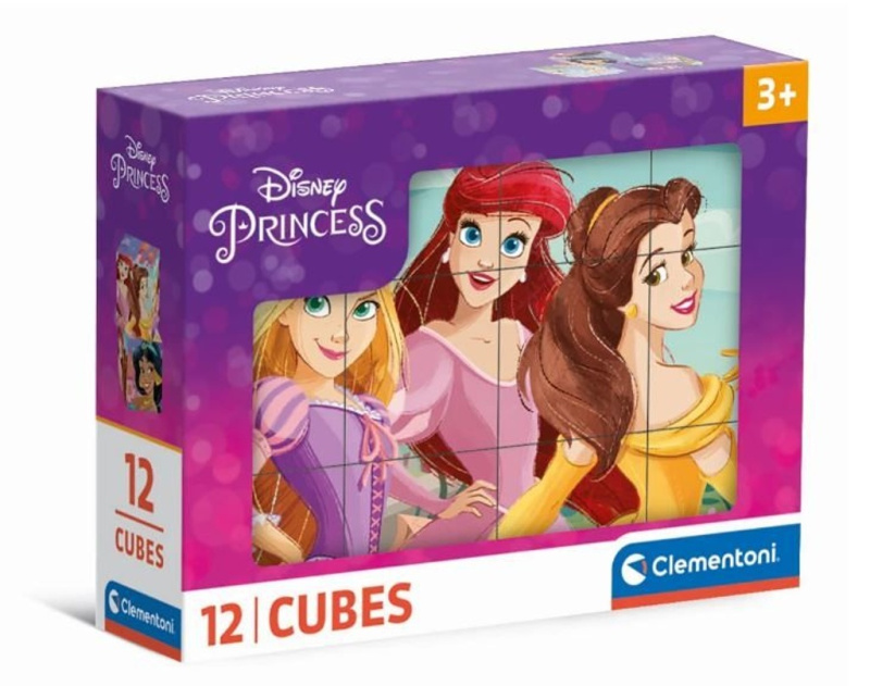 CLEMENTONI Obrázkové kostky Disney princezny, 12 kostek