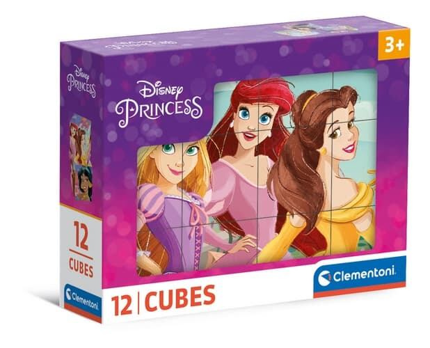 CLEMENTONI Obrázkové kostky Disney princezny, 12 kostek