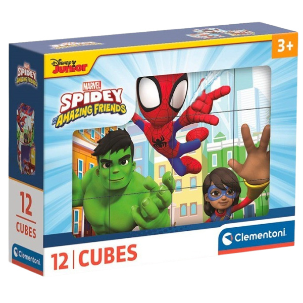 CLEMENTONI Obrázkové kostky Spidey a jeho úžasní přátelé, 12 kostek