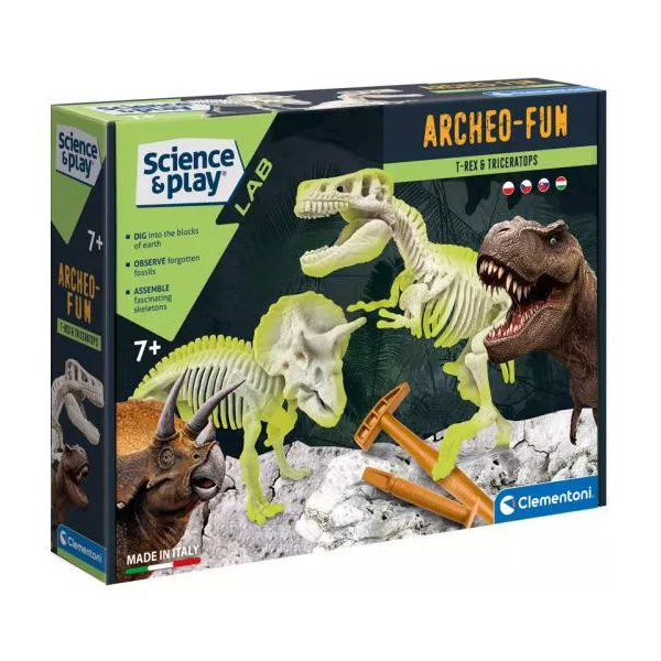 CLEMENTONI Science&Play ArcheoFun: T-Rex + Triceratops