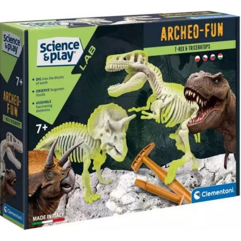 CLEMENTONI Science&Play ArcheoFun: T-Rex + Triceratops