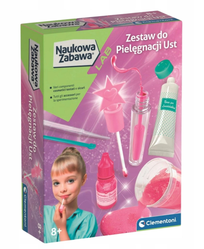 vědecká zábava – kosmetická sada balzám a lesk na rty CLEMENTONI (polská verze)