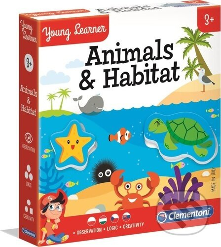 CLEMENTONI Young Learner: Zvířátka a biotop 6x3 dílky
