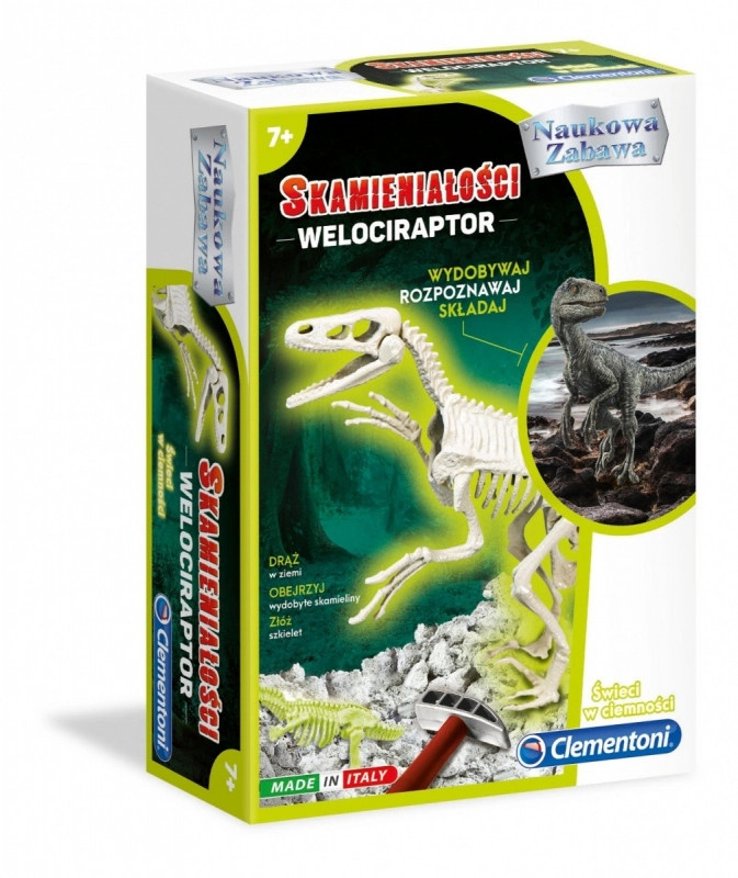 Fosilie velociraptora svítící ve tmě