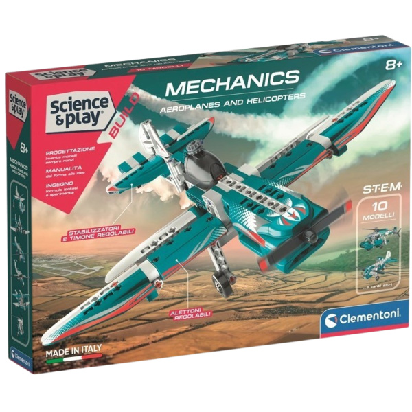 CLEMENTONI Science&Play Mechanická laboratoř Letadla a vrtulníky 10v1