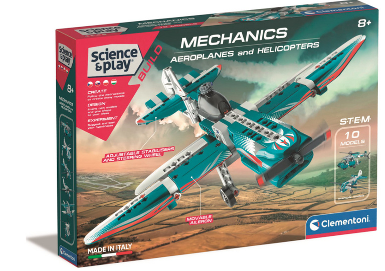 CLEMENTONI Science&Play Mechanická laboratoř Letadla a vrtulníky 10v1
