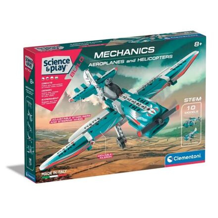 CLEMENTONI Science&Play Mechanická laboratoř Letadla a vrtulníky 10v1