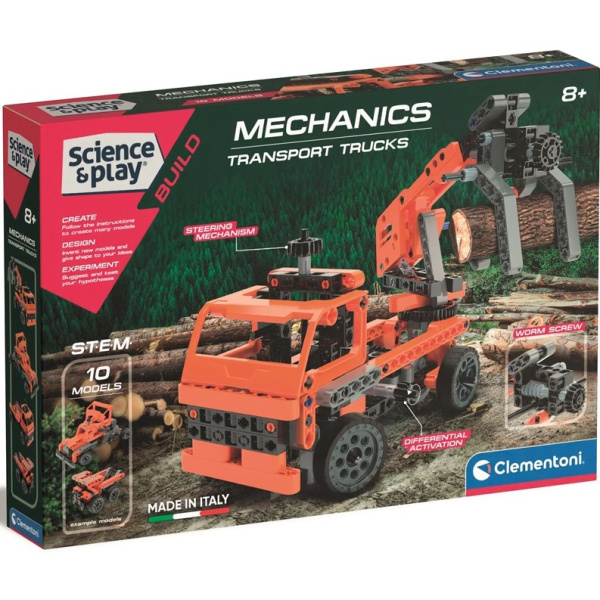 CLEMENTONI Science&Play Mechanická laboratoř Přepravní nákladní auta 10v1
