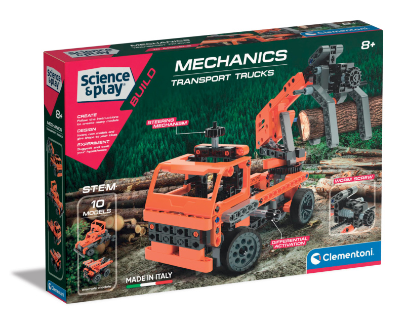 CLEMENTONI Science&Play Mechanická laboratoř Přepravní nákladní auta 10v1