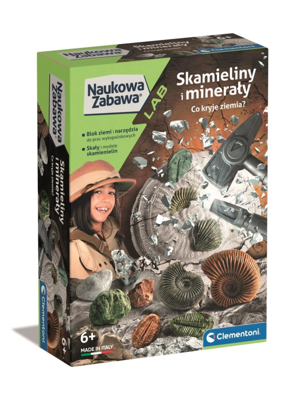 vědecká sada fosilie a minerály