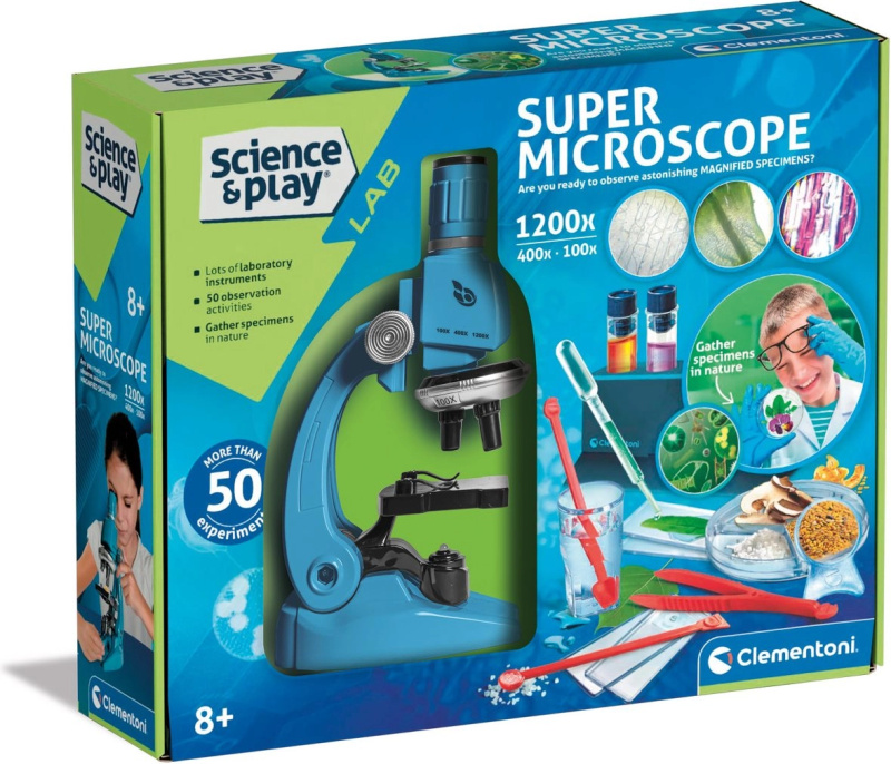 Clementoni SCIENCE - Dětská laboratoř - Super Mikroskop 1200x, 50 experimentů