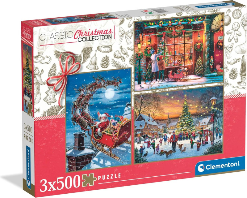 Puzzle Clementoni 3x500 dílků Christmas Collection: Vánoční sada 3v1