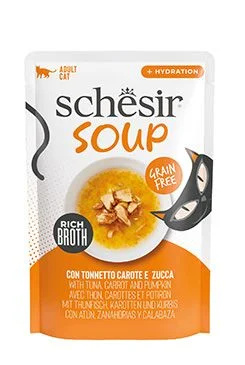Schesir Cat kapsa Adult Soup tuňák/mrkev/dýně  40g