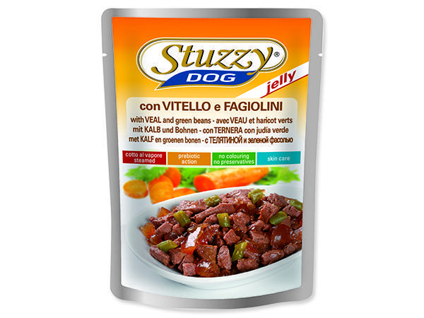 Kapsička STUZZY Dog telecí + fazole v želé 100 g