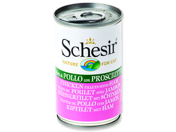 Konzerva SCHESIR Cat kuřecí + šunka 140 g