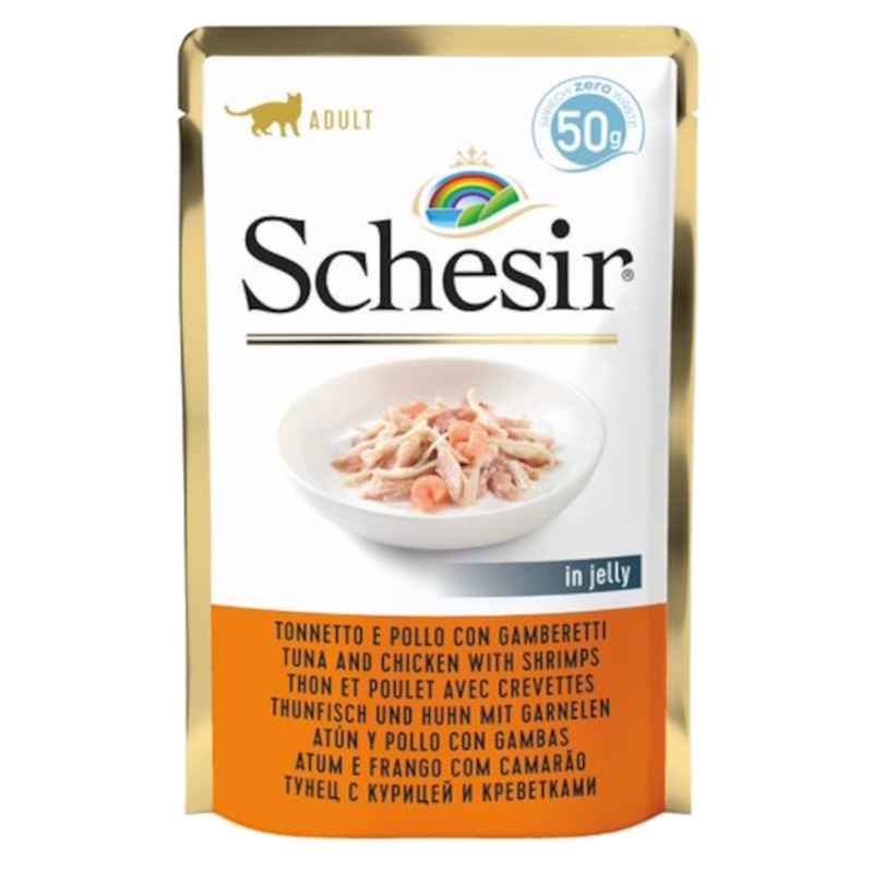 Schesir Cat kapsa Adult tuňák/kuře/krevety 50G