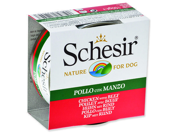 Konzerva SCHESIR Dog kuřecí + hovězí v želé 150 g