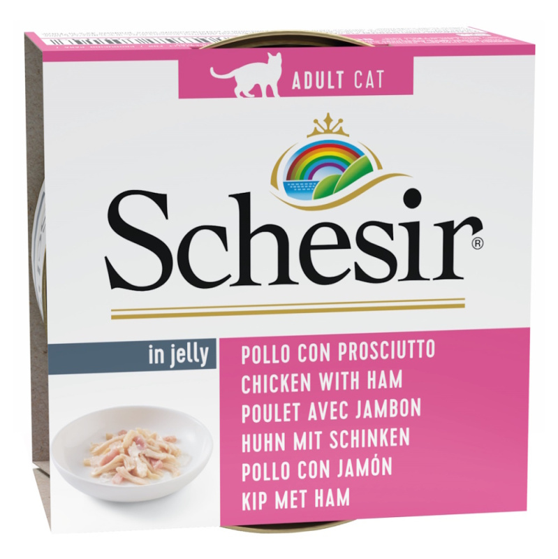 Konzerva SCHESIR Cat kuřecí + šunka v želé 85 g