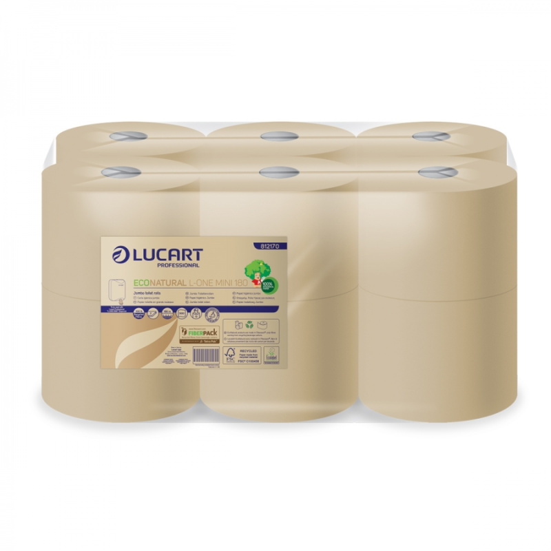 Lucart Professional Lucart EcoNatural L-One Mini 180 - toaletní papír, 12 ks
