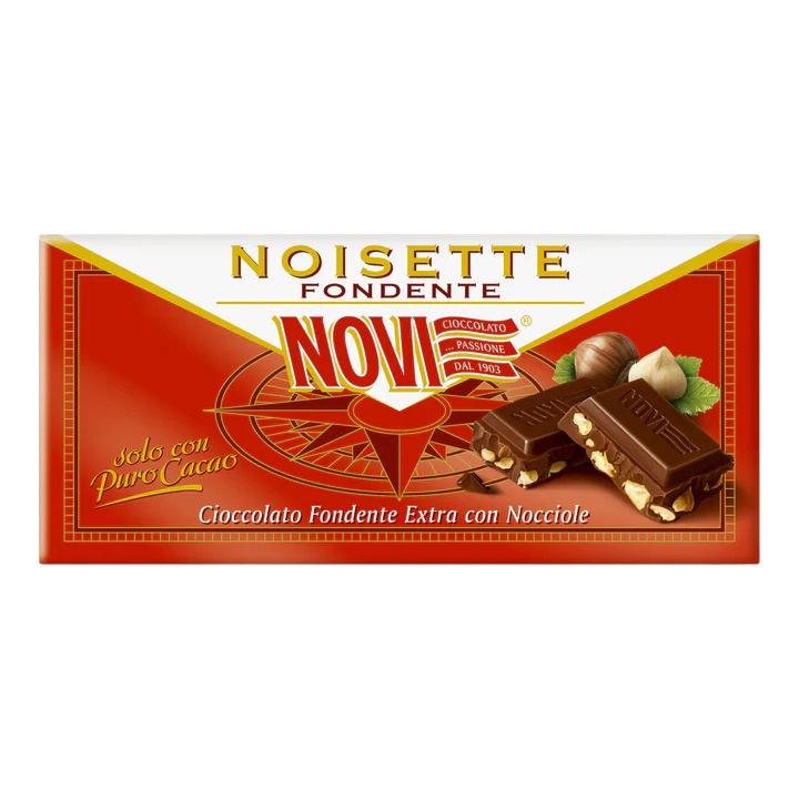 NOVI čokoláda hořká s lískovými oříšky (Fondente Extra con nocciole) 100g