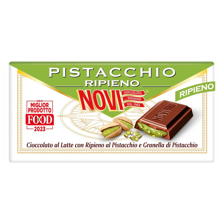 NOVI mléčná čokoláda s pistáciovou náplní (al Latte con Ripieno Pistacchio) 105g
