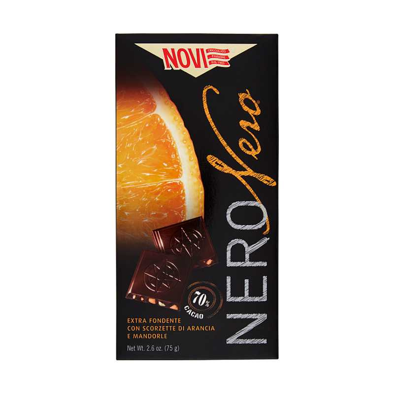 NOVI NERO pomarančová s mandlemi (Nero Arancia e Mandorle) 70% 75g