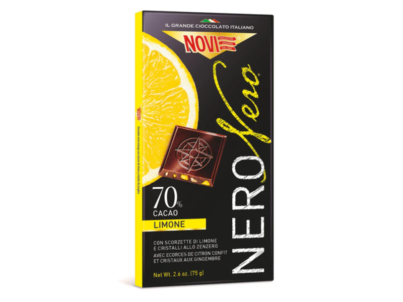 Novi NERO hořká čokoláda s citronem a zázvorem (Nero Limone e Zenzero) 70% 75g