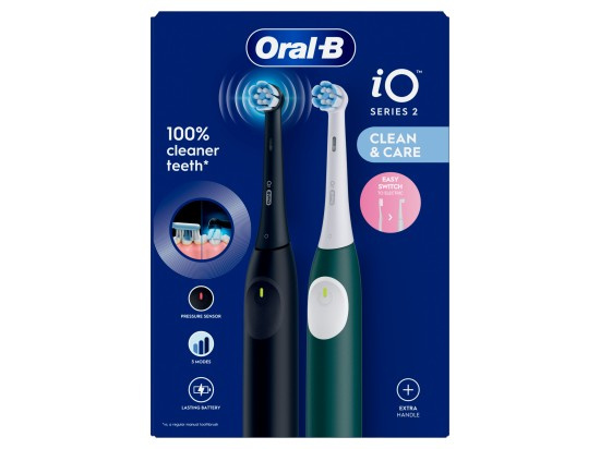Oral-B iO 2 Duo + cestovní pouzdro elektrické zubní kartáčky černý + lesní zelená