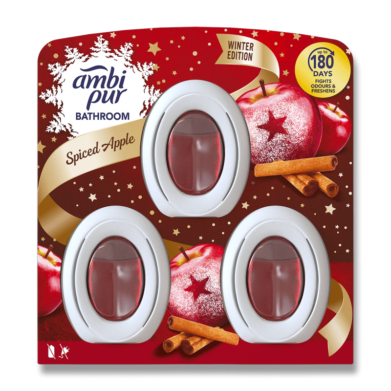 Ambi Pur Bathroom - osvěžovač vzduchu do koupelny - Spiced Apple, 3 x 8 ml