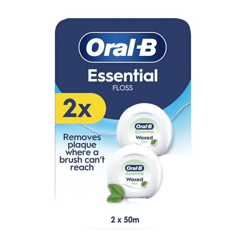 Oral-B Essential Floss Mint voskovaná dentální nit s mátovou příchutí 2x50 m