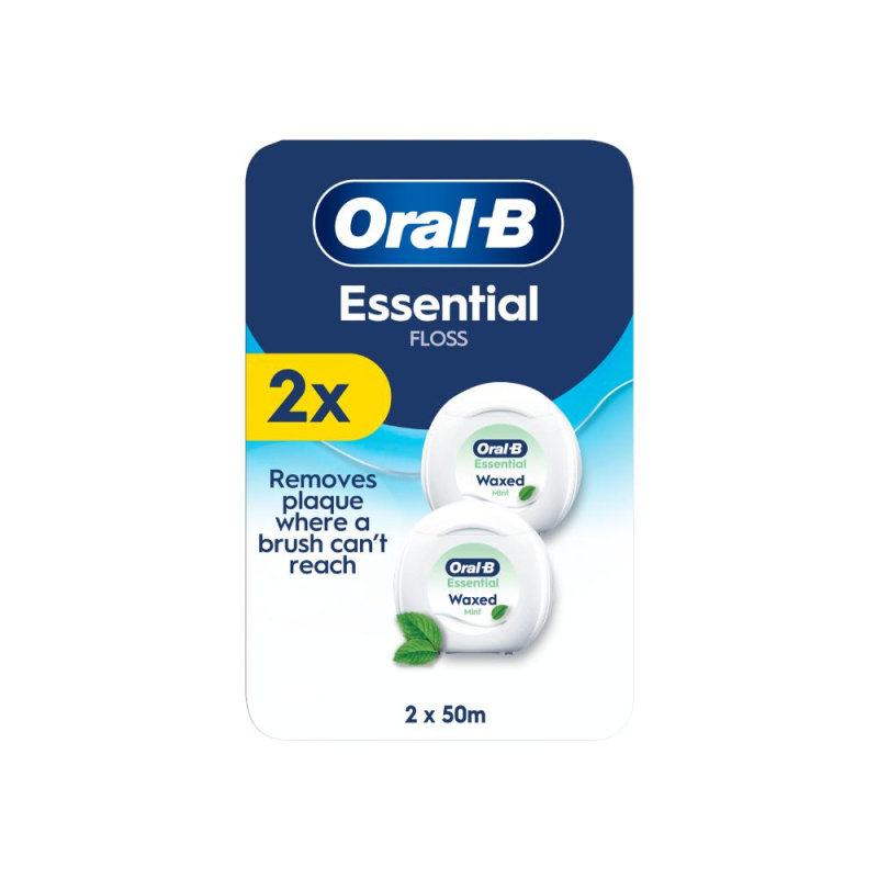 Oral-B Essential Floss Mint voskovaná dentální nit s mátovou příchutí 2x50 m