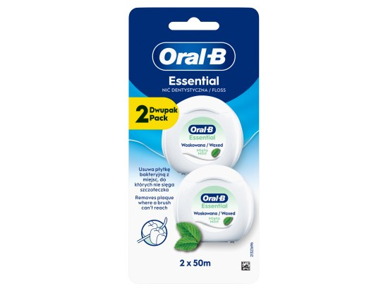 Oral-B Essential Floss Mint voskovaná dentální nit s mátovou příchutí 2x50 m