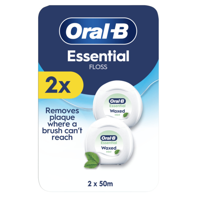 Oral-B Essential Floss Mint voskovaná dentální nit s mátovou příchutí 2x50 m
