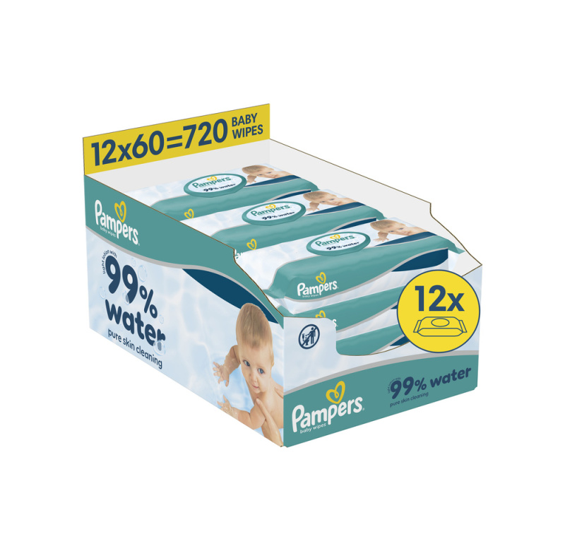 Pampers wipes (12x60/fol)Aqua zero plast