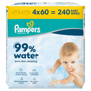 Pampers wipes (4x60/fol) Aqua zero plast