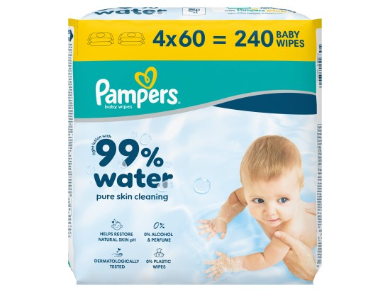 Pampers wipes (4x60/fol) Aqua zero plast