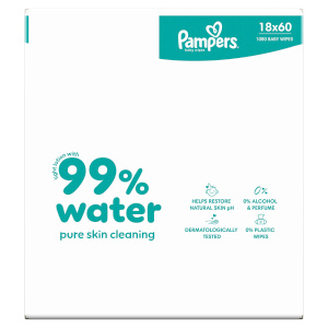 Pampers 99 % vody dětské čisticí ubrousky 18×60 ks