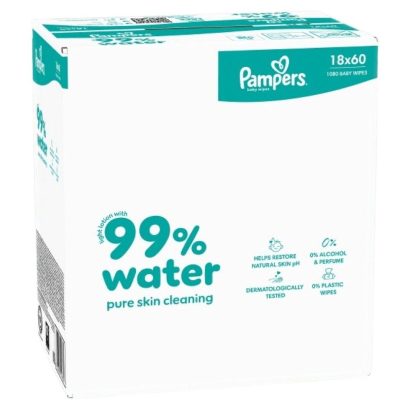 Pampers 99 % vody dětské čisticí ubrousky 18×60 ks