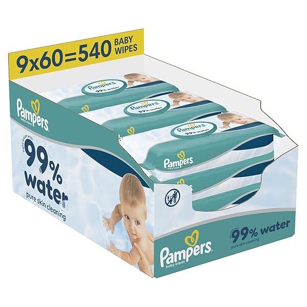 Pampers 99 % vody dětské čisticí ubrousky 9×60 ks