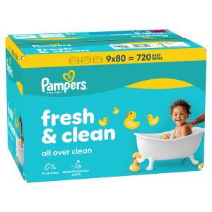 Pampers Fresh Clean dětské čisticí ubrousky 9×80 ks