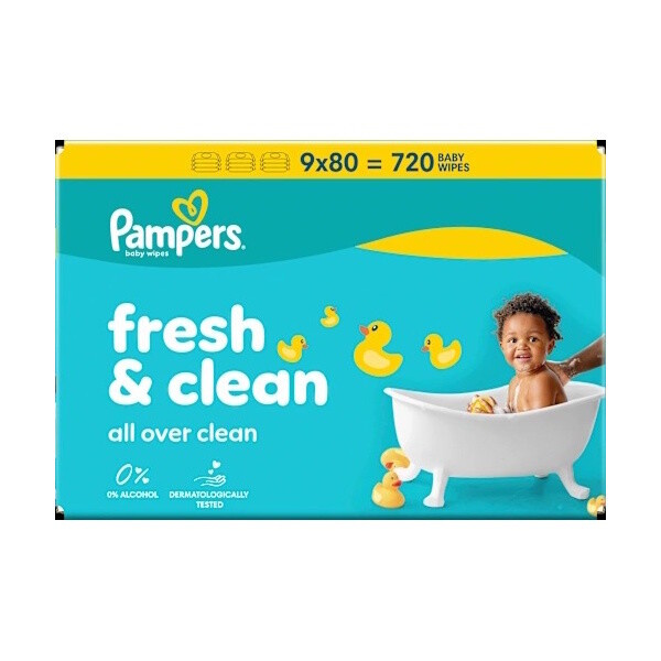 Pampers Fresh Clean dětské čisticí ubrousky 9×80 ks