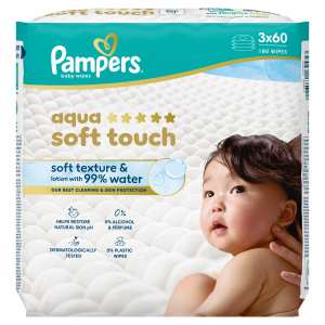 Pampers wipes (3x60ks/fol) AqSoft touch