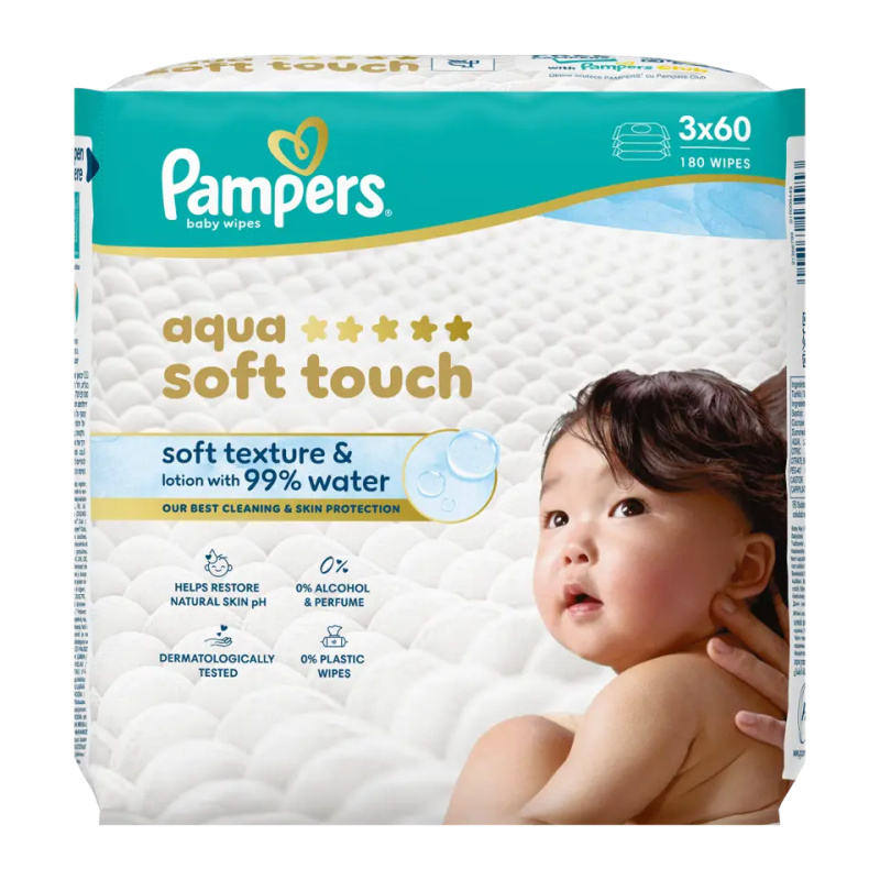 Pampers wipes (3x60ks/fol) AqSoft touch