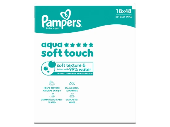 Pampers wipes (18x48/fol) AqSoft touch