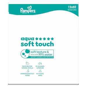Pampers Aqua Soft Touch dětské čisticí ubrousky 15×60 ks
