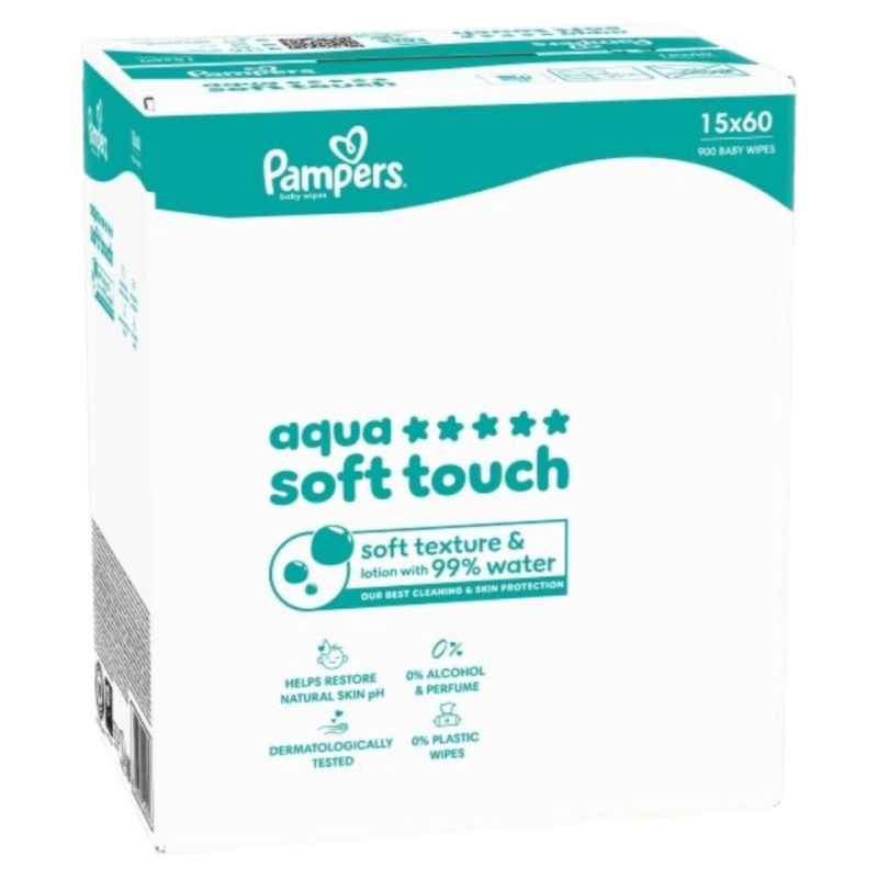 Pampers Aqua Soft Touch dětské čisticí ubrousky 15×60 ks