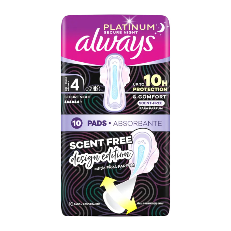 Always Hygienické vložky Platinum Secure Night s křidélky vel. 4 10 ks 10 ks